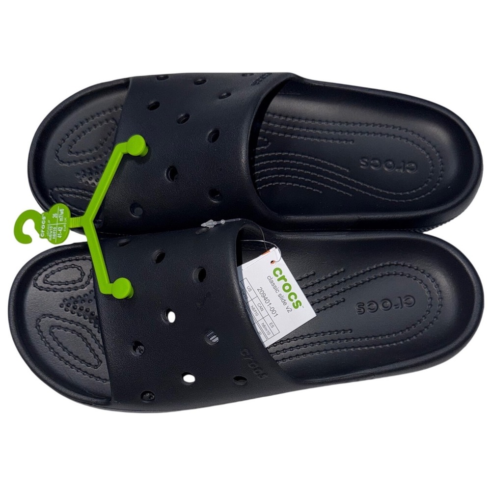 Crocs Classic Slide v2 Black Sandals Mens 8 Womens 10 209401-001